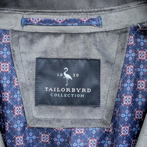 Tailorbyrd Collection Velvet Blazer Men's Size 44R Gray NWT Smokers Jacket - Picture 2 of 12